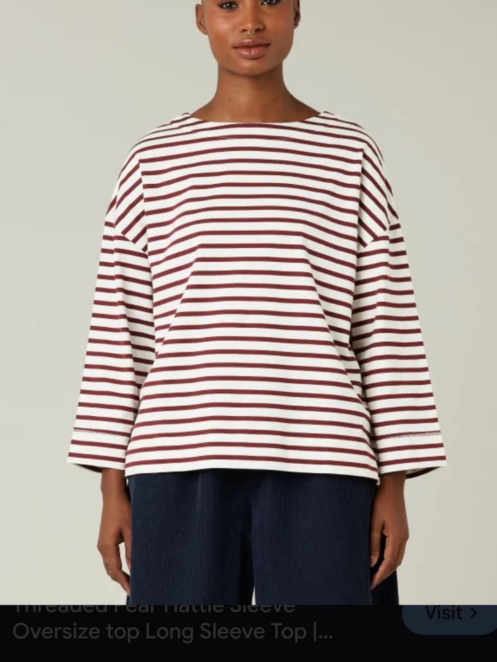 Beyond Nine Breton in Ecru Cherry Stripe